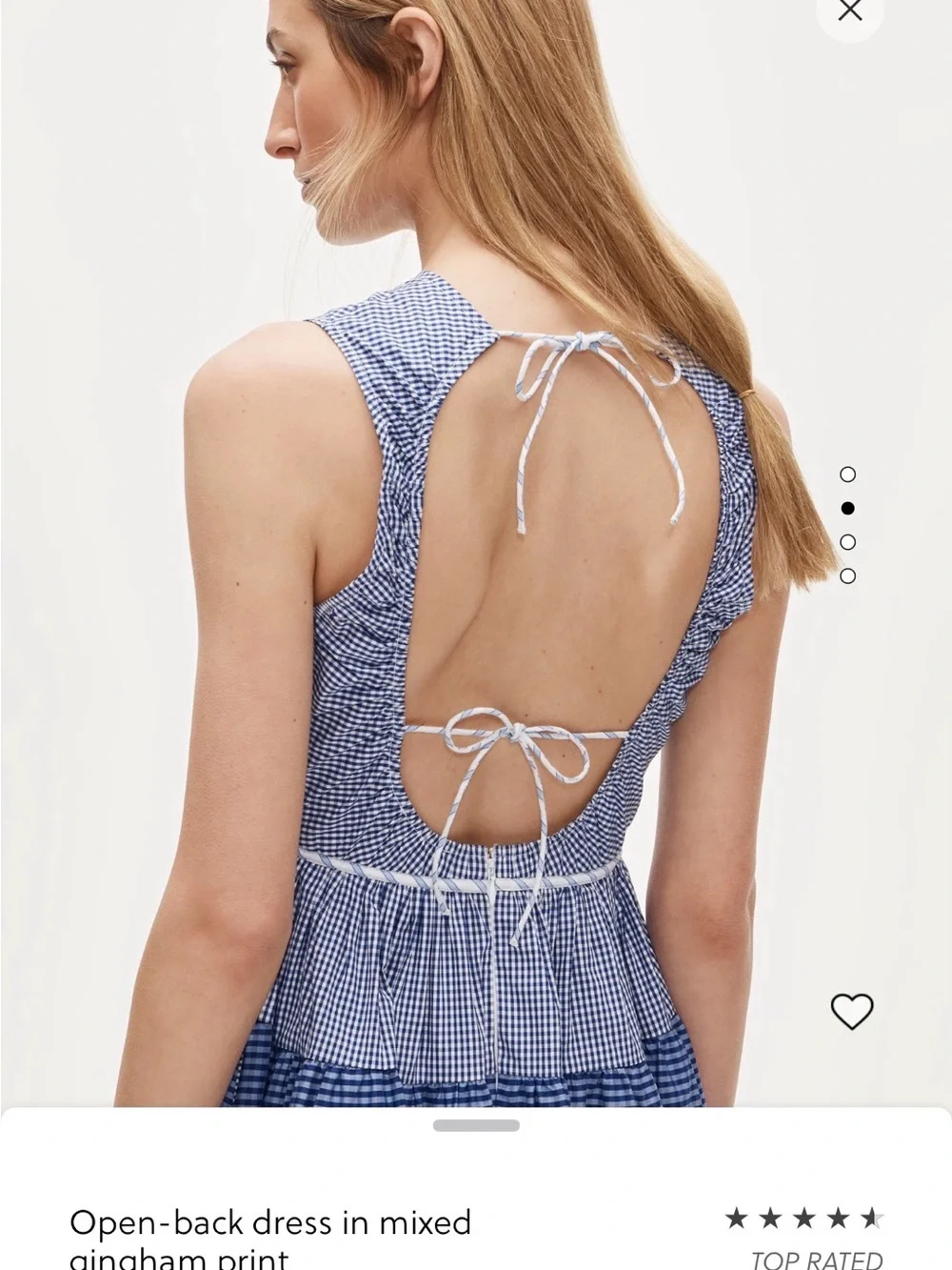 J. Crew Blue Gingham Open-Back Sundress